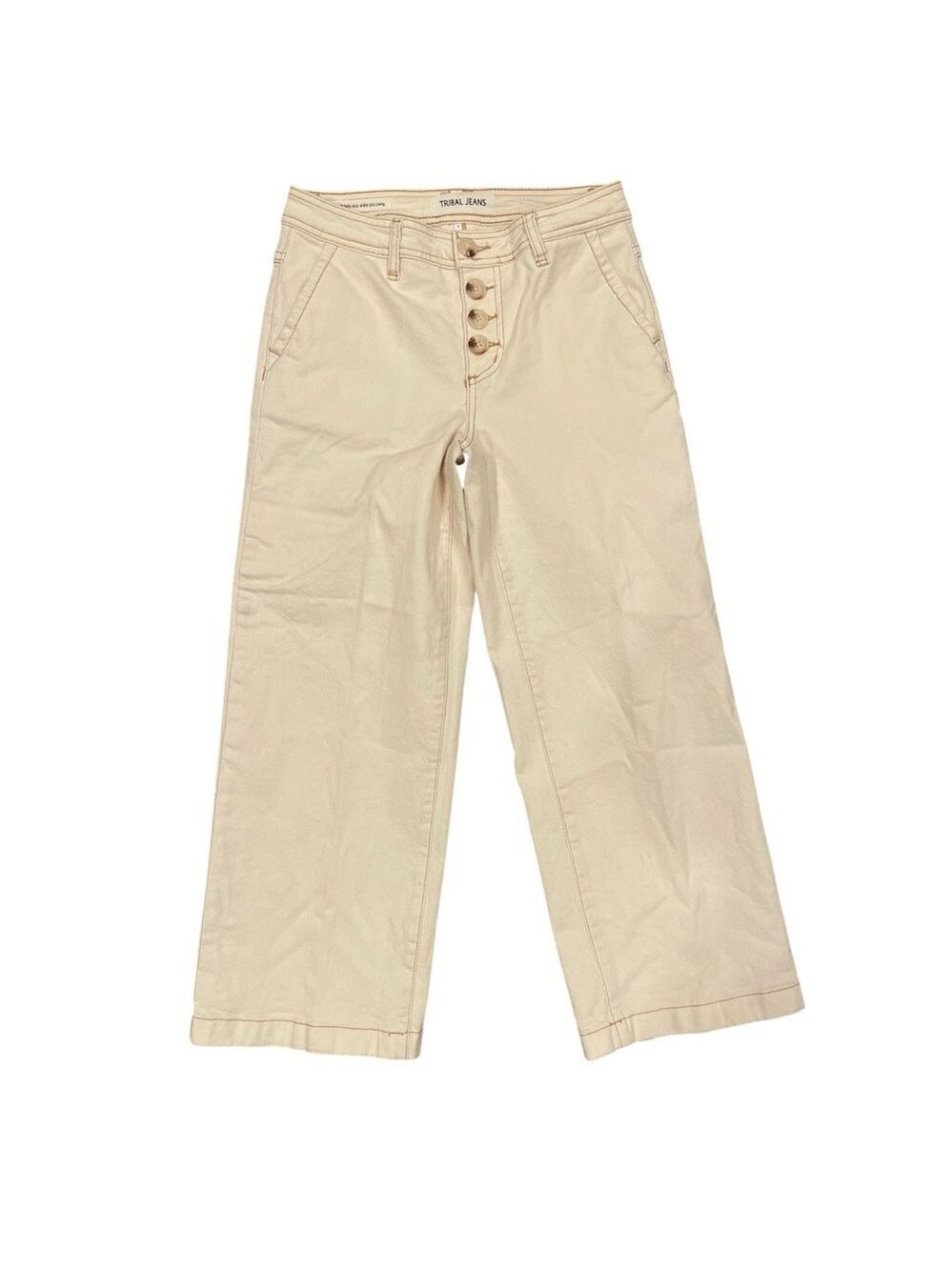 Tribal Ivory Wide Leg Crop Jeans Size 0